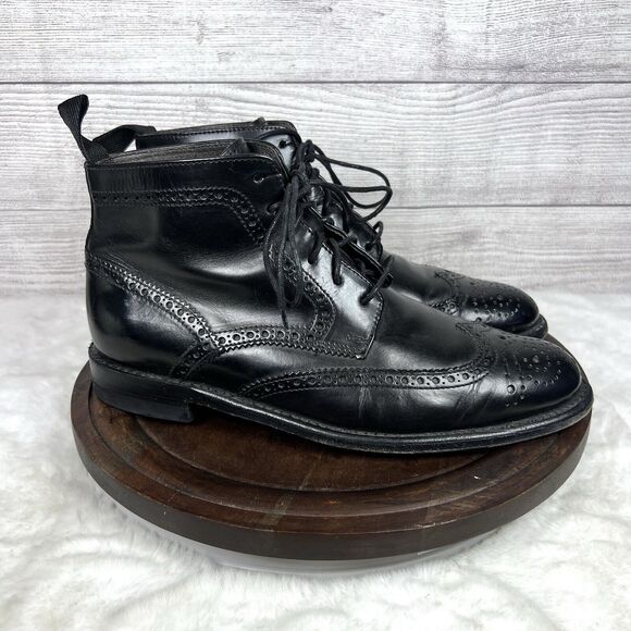 Sendra Leather Brogue Ankle Boots 10742 Sz 42 US 9 Black Dress Preppy Men Italy main image 12